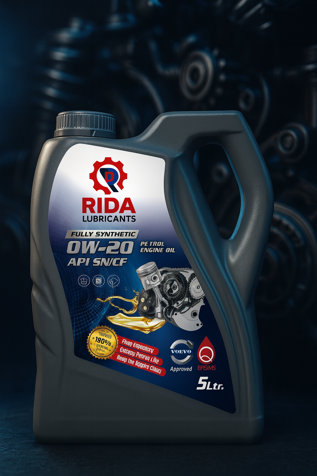Rida 0W-20 Fully Synthetic Engine Oil – Premium Quality (4-Gallon Case)